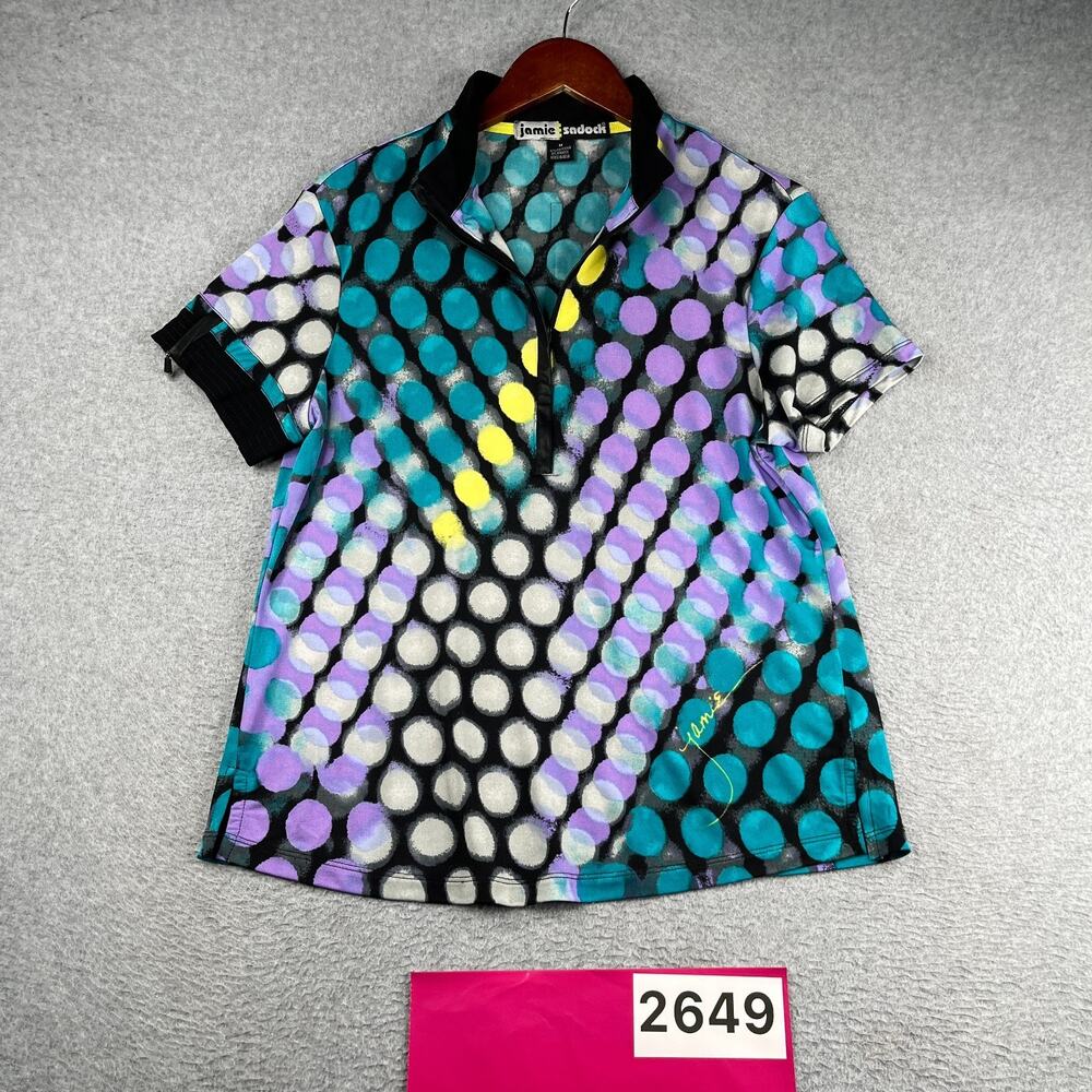 Jamie Sadock 1/2 Zip Golf Shirt Short Sleeve Colorful Performance Mens Medium